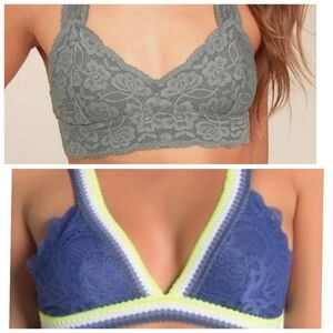 Lot Of 2 Intimately Free People Bralettes Size XS Gray Blue Yellow White